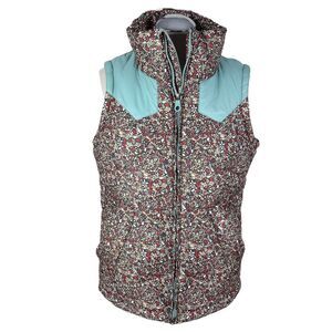Nike 6.0 Puffer Vest sz XS * Snowboard Ski Outdoor Floral Print Colorblock Aqua